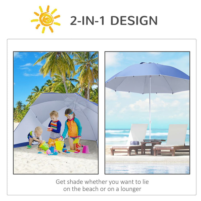 Premium UV Protection Beach Umbrella: 2-in-1 Sun Shelter; Steel Blue; High Quality Guaranteed!