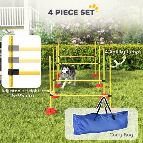 PawHut 4 Piece Dog Agility Equipment with 4 Hurdle Bar for Jump Training