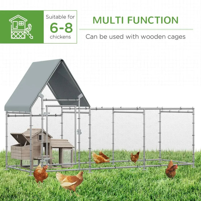 Walk In Chicken Run Galvanized Chicken Coop Hen House w/ Water-Resist Cover