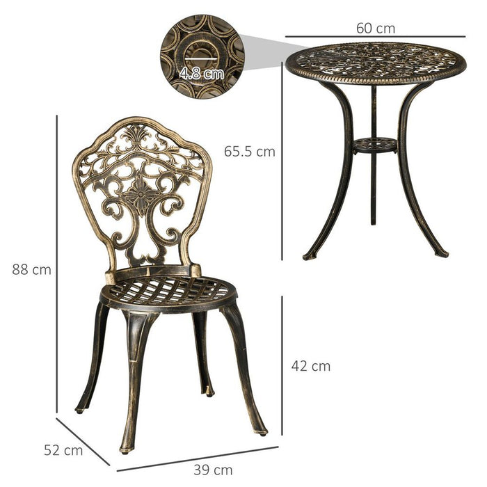 Premium 3-Piece Cast Aluminium Bistro Set with Parasol Hole - Perfect for Balcony or Patio!