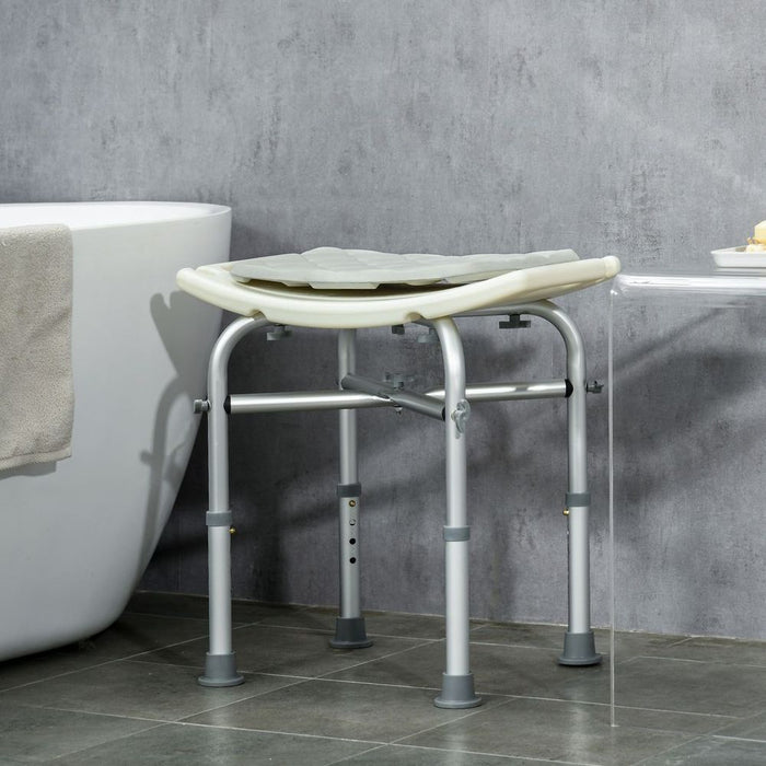 HOMCOM Adjustable Aluminium Shower Stool - Senior Disabled Bath Seat