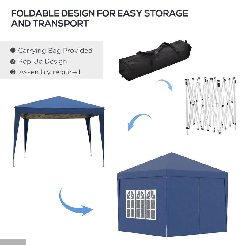 High Quality 3mx3m Pop Up Gazebo Party Tent Canopy - Blue