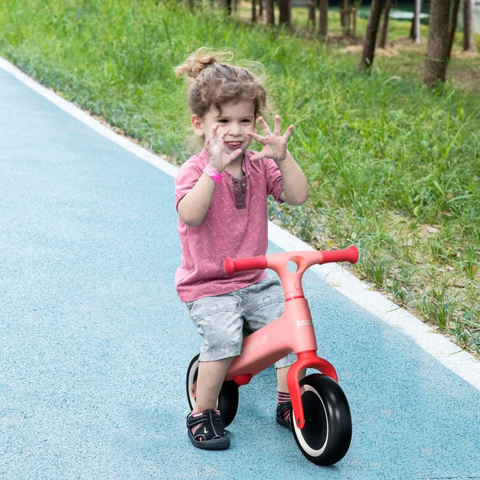 AIYAPLAY Baby Balance Bike - Adjustable Seat, Wide Wheels - Pink. Strengthen leg muscles. Safe & comfortable. Portable. Certified. 25kg max load.