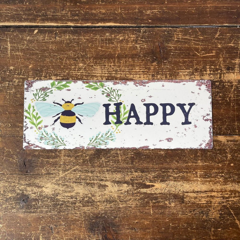 Vintage Bee Happy Metal Sign - Quality, UK Made Wall Decor