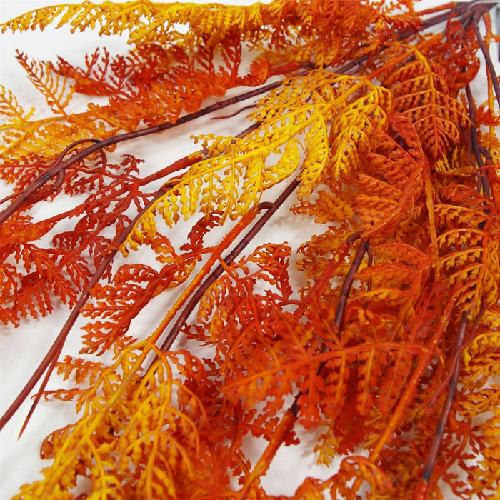 Premium 100cm Artificial Hanging Fern - Autumn Orange | Leaf Design UK