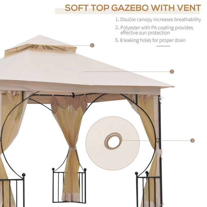 Outsunny Metal Gazebo Beige - Waterproof & UV Resistant - 3m x 3m - With Sides