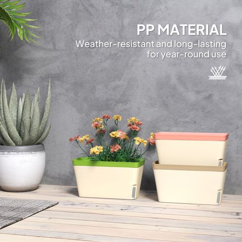 Outsunny 3 Pcs Self Watering Plant Pots w/ Visual Water Level Window