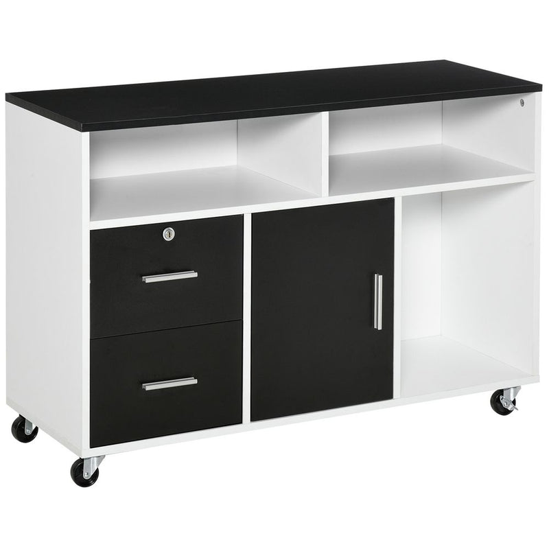 Home Office Mobile Cabinet Storage Organizer w/ Castor, Drawer, Key
