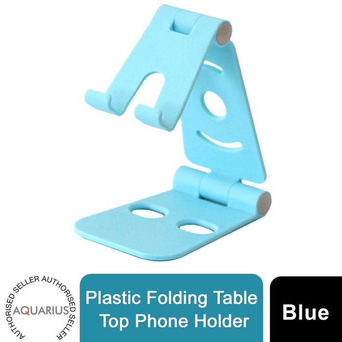 Aquarius Blue Folding Table Top Phone Holder - Non-Slip, Adjustable Stand for Smartphones and Tablets