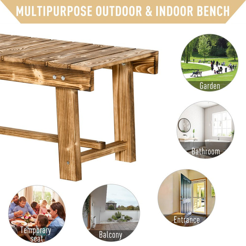 Outsunny 2-Seater Wooden Garden Bench Loveseat - Outdoor & Indoor Patio Furniture