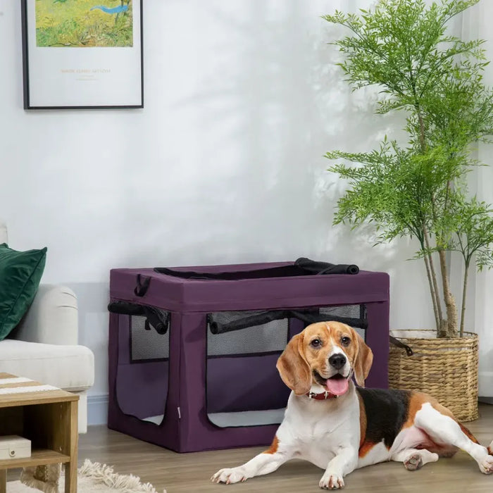 Foldable Pet Carrier Bag Cat Bag w/ Cushion - Purple - Medium, Large Dogs - 90cm - Quality & Comfort