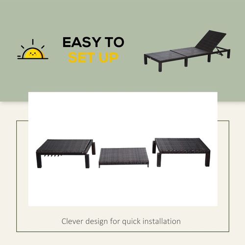 Rattan Sun Lounger Bed-Brown