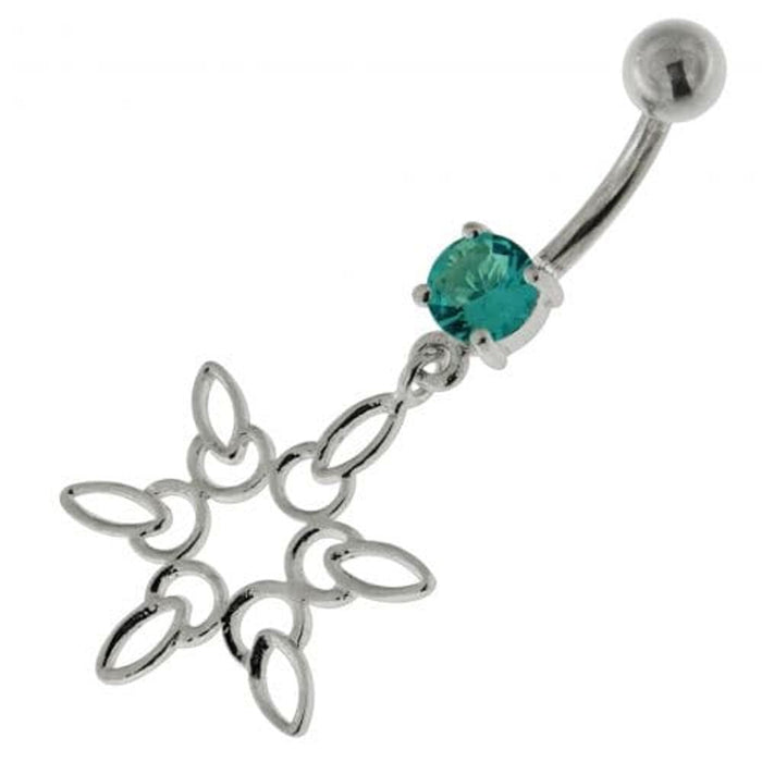 925 Sterling Silver Snow Flake Navel Belly Ring