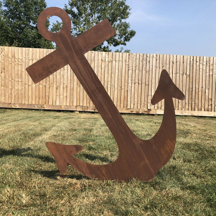 XL Rusty Anchor Metal Garden Sign - Ornament, Feature, Lawn Statue