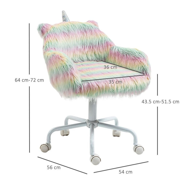 Vinsetto Faux Fur Unicorn Desk Chair Fluffy Home Office Chair with Armrests