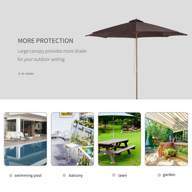 Premium 3m Bamboo Wooden Patio Umbrella - Outdoor Sunshade Canopy - Professional Quality