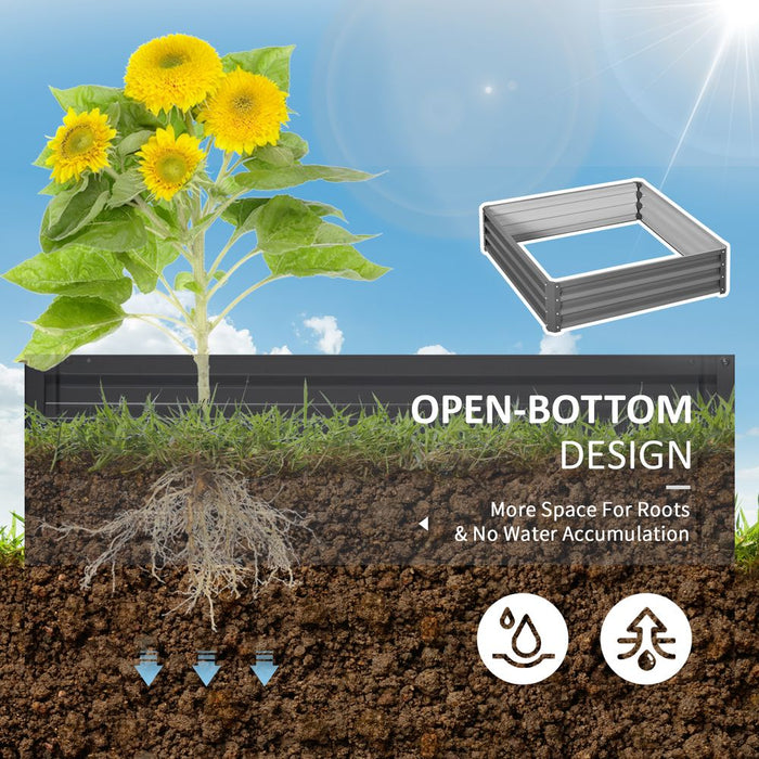 Outsunny Raised Garden Bed - Metal Planter - Light Grey