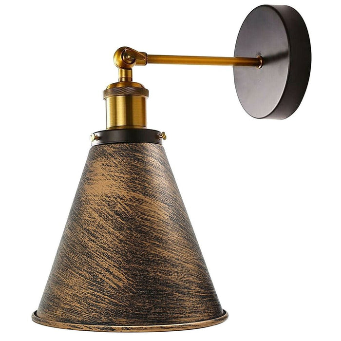 Vintage Industrial Metal Cone Wall Light: Kitchen & Living Room Lighting, Rustic Red/Copper/Silver Shade