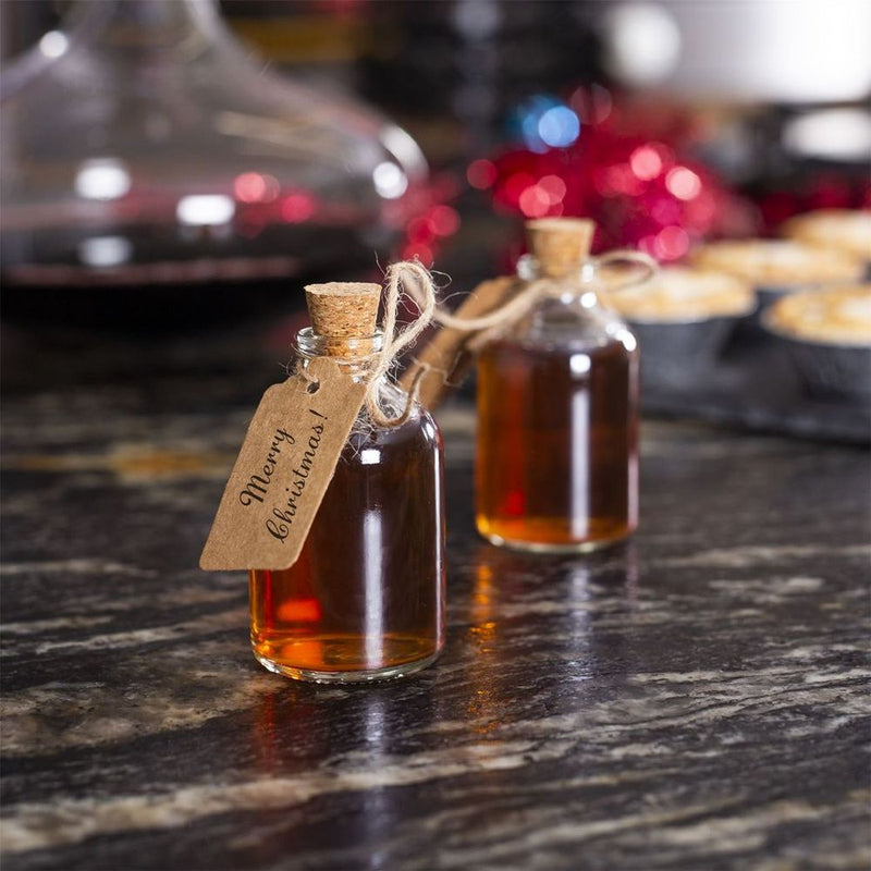 Romantic Mini Glass Bottles - Set of 12 | Decorative Labels | 50ml Capacity