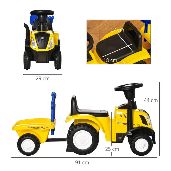 HOMCOM Ride On Tractor Toddler Walker Foot to Floor Slider w/Horn Storage Steering Wheel for 1-3 Years Old Yellow