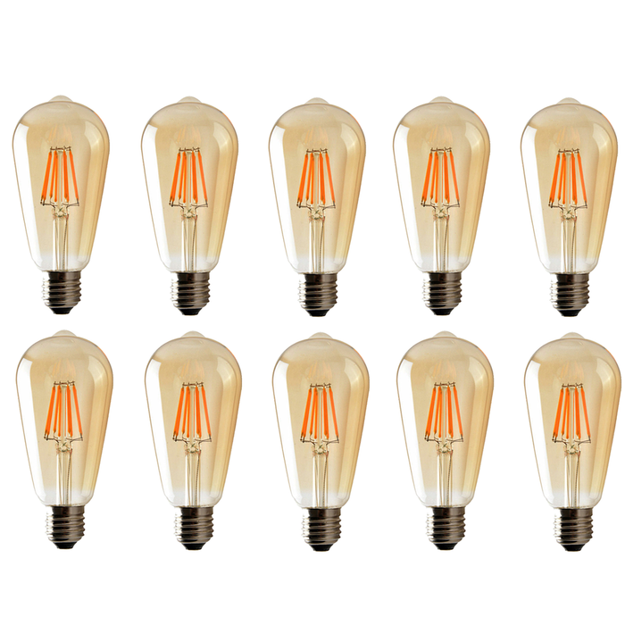 10 Pack E27 LED Edison Dimmable Vintage Amber Glass Warm white 2700K Light Bulb