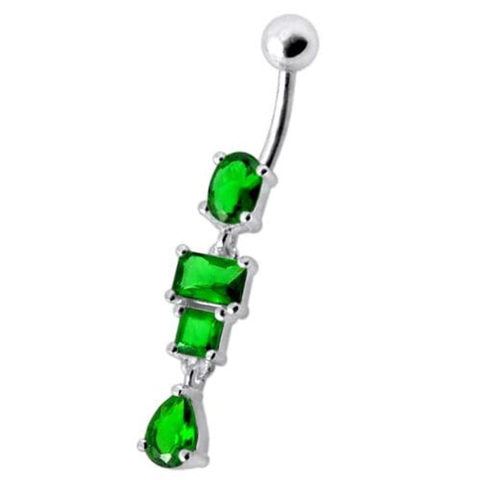 Fancy Studded Dangling Body Jewelry Curved Belly Ring