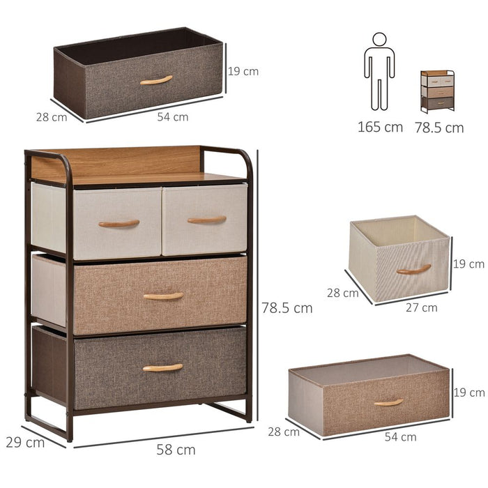 HOMCOM 4-Drawer Dresser, 3-Tier Storage Organizer, Tower Unit for Bedroom Hallway Closets with Steel Frame Wooden Top