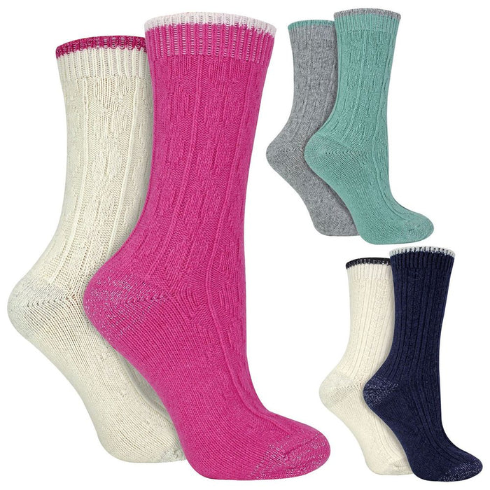 Wildfeet - Ladies 2 Pack Cashmere Bed Socks