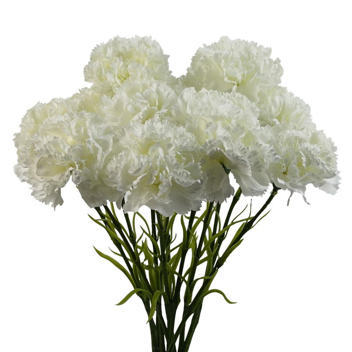 12 x White Carnation Artificial Flowers