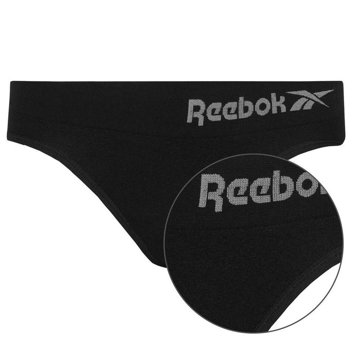 Reebok Women's 3 Multi Pack Seamless Brief, Black, Sizes XS-XL