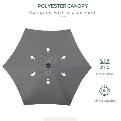 1.96m Parasol Patio Umbrella, Dark Grey
