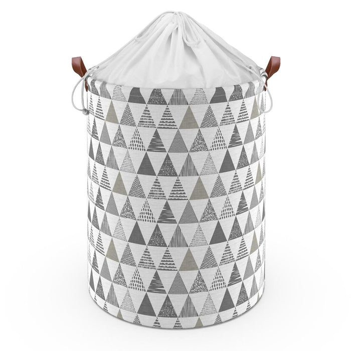 VINSANI DRAWSTRING LAUNDRY BASKET: Large Capacity, Stylish Design, Multifunctional, Thick Canvas with Leather Handles, Drawstring Closure