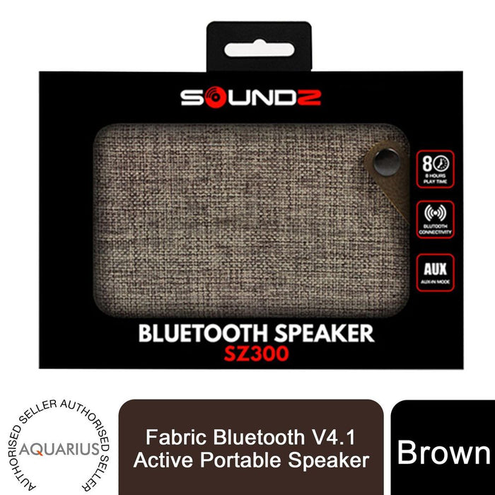 Soundz Fabric Bluetooth V4.1 Speaker - Portable, 2x3W, Hands-Free, FM Radio - Brown