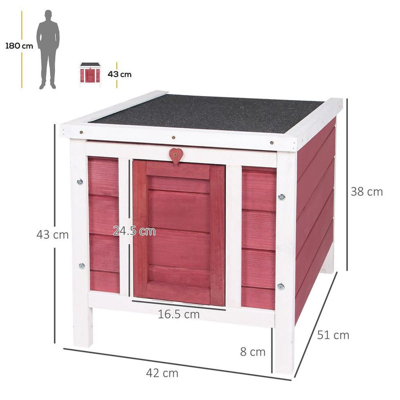 PawHut Wooden Rabbit Hutch Bunny Cage Guinea Pig House Pet Habitat Ferret Red
