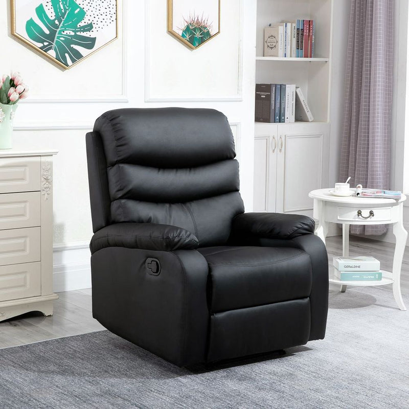 HOMCOM Manual Recliner Chair Armchair for Living Room with Footrest Black