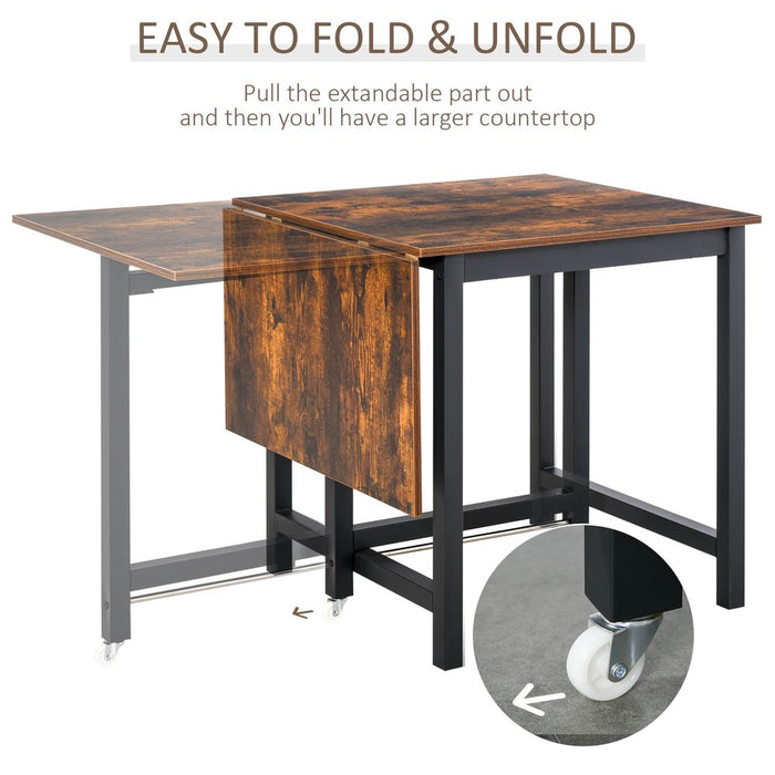 Industrial-Style Drop Leaf Folding Table for Dining - Compact & Stylish - Max Load 20KG