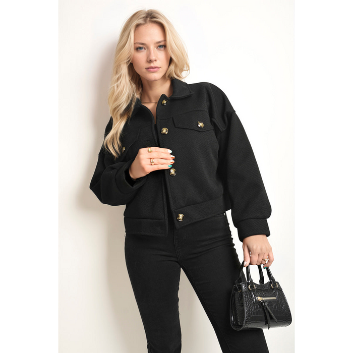 Premium Quality Flap Pocket Crop Jacket - Elevate Your Style Game Now!