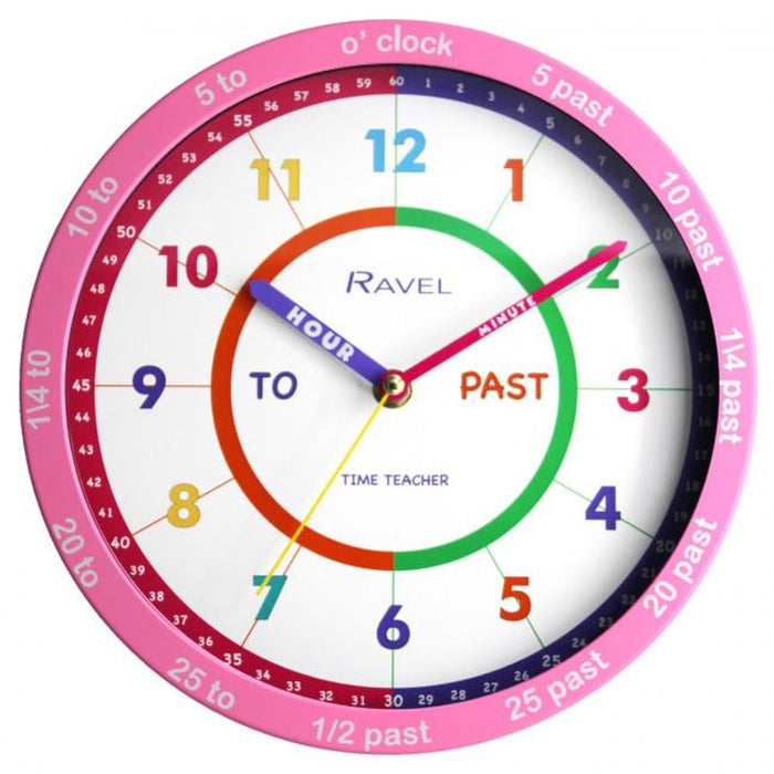 Ravel Time-Teacher Wall Clock - Pink, 25cm, High Quality