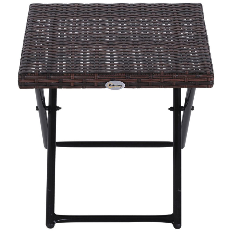 Premium Folding Square Rattan Coffee Table - Outdoor Bistro Balcony Garden - High-Quality Steel Frame - Weather Resistant