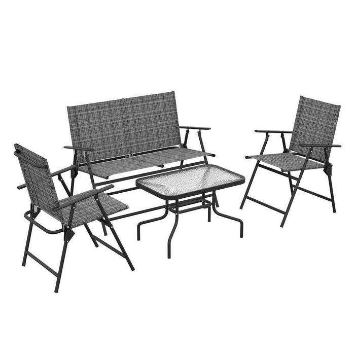 Outsunny Patio Furniture Set - Table, Foldable Chairs, Loveseat - Premium Quality, Stylish Design!