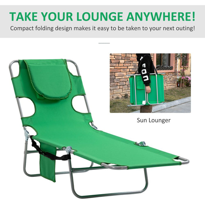 Premium Reclining Lounge Chair with Face Cavity & Pillow - Best Quality Green Garden Chair for Ultimate Relaxation!