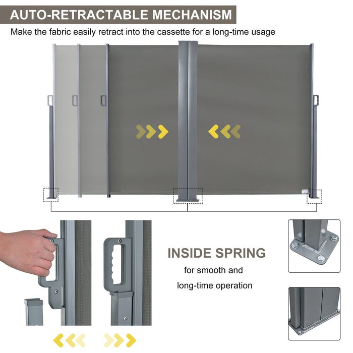 Retractable Privacy Awning: Sun Shade Wind Screen & Corner Divider - Durable & UV Resistant