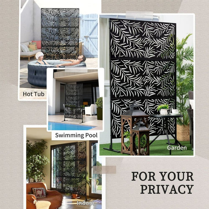 Outsunny 6.5FT Metal Outdoor Privacy Screen Panel - Stylish & Durable for Patio, Garden, and More!