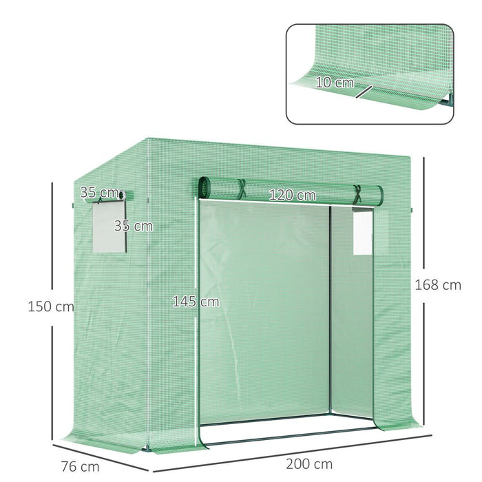 Garden Greenhouse Plant Cover, Windows & Zipper 198Lx77Wx149-168Hcm