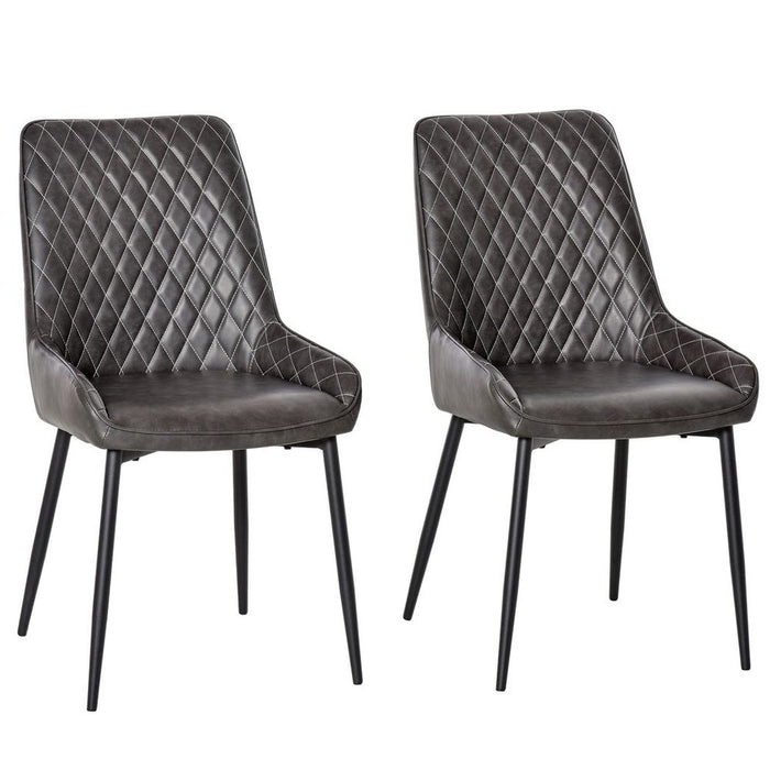 Premium Retro Dining Chairs - Set of 2, PU Leather Upholstered - High Quality & Stylish - Sturdy Steel Legs - Comfortable & Supportive - Free Shipping