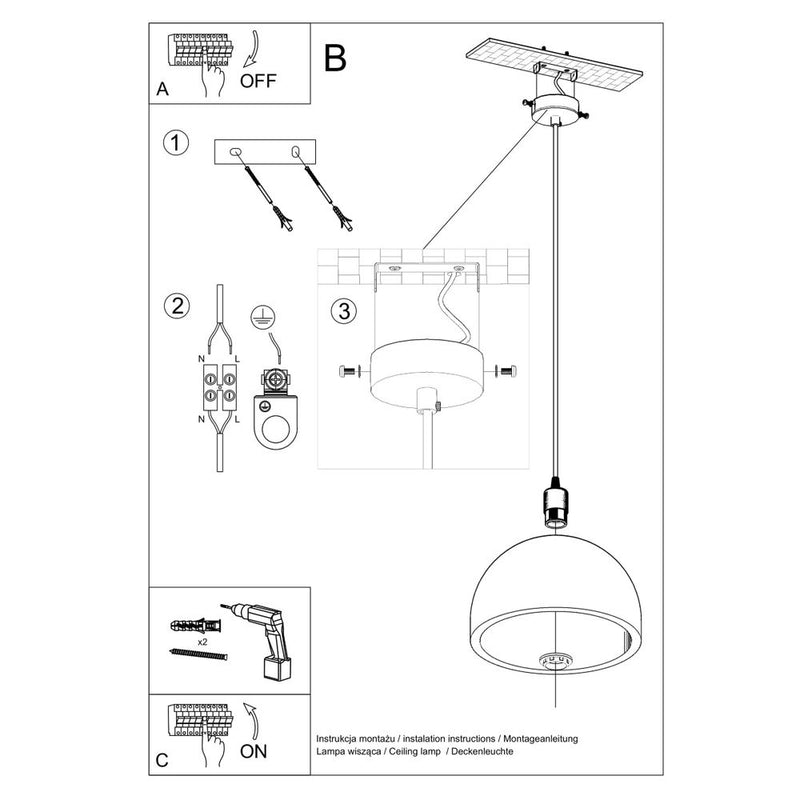 Pendant lamp concrete Pablito industrial Design E27