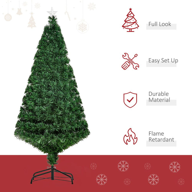 Pre-Lit Fibre Optic Artificial Christmas Tree Tree Topper Multi-Colour 5ft