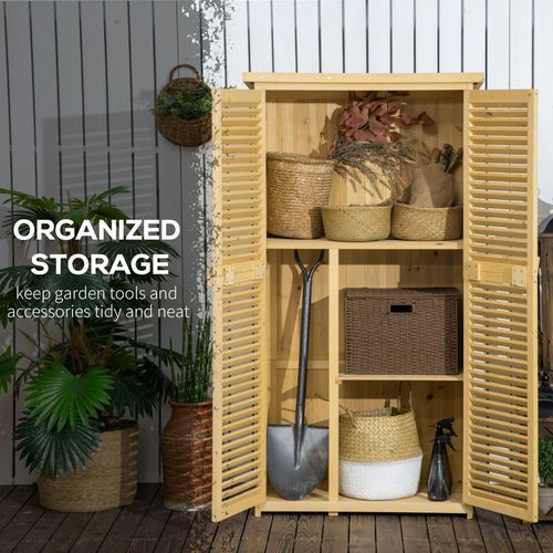87 x 47 x 160cm Wooden Garden Storage Shed w/ Asphalt Roof, Natural