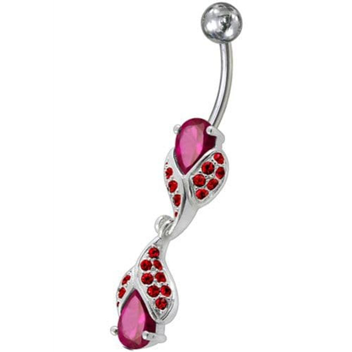 Fancy High Quality Zirconia Jeweled Dangling Banana Bar Navel Body Piercing Ring