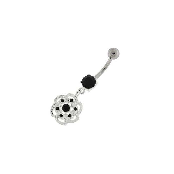 Swirl Flower Dangling Navel Belly Button Ring